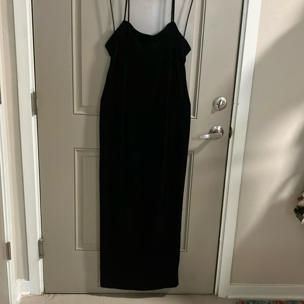 Vintage Alex Evenings Black Velvet Maxi dress size 14
